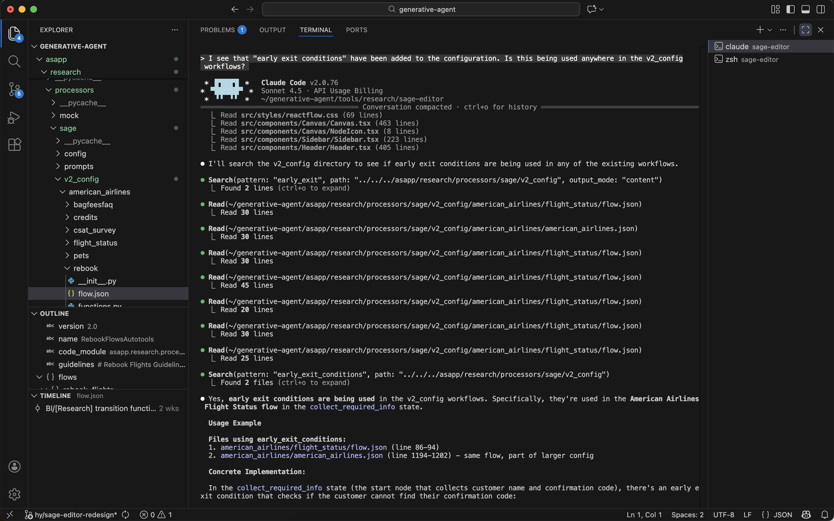 Working in VS Code with Claude Code in the sage-tooling repository